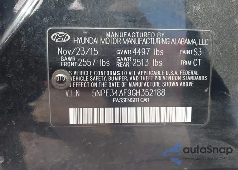 2016 Hyundai Sonata Limited z USA, uszkodzony, nr VIN 5NPE34AF9GH352188